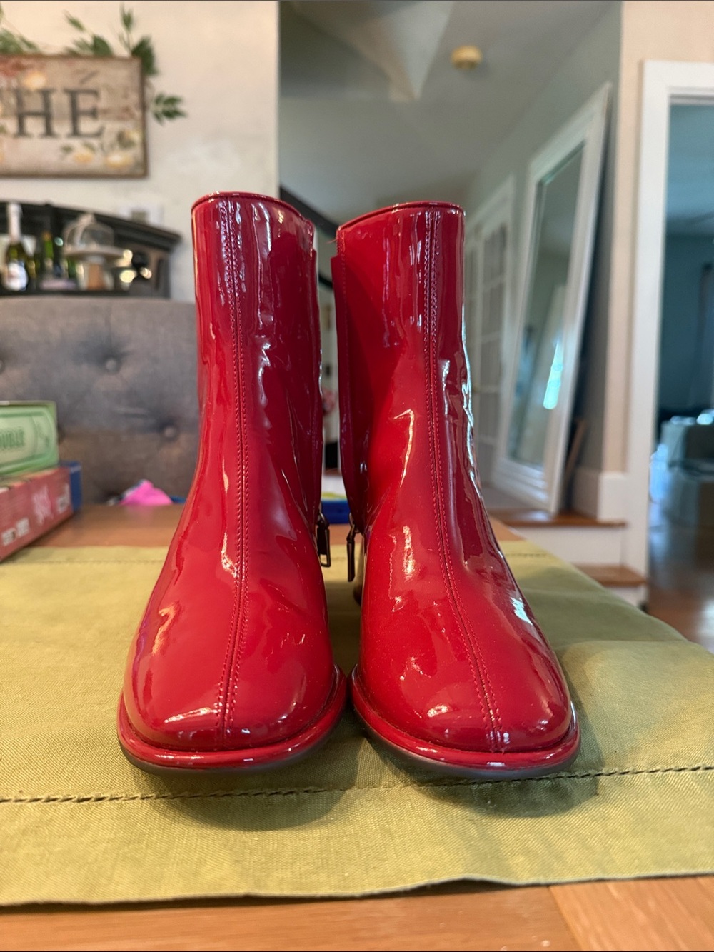 Coach Red Patent Leather  GiGi Ankle Booties